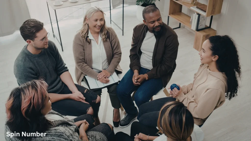 A diverse group of people sitting in a circle during a workshop, using This or That Questions as an icebreaker.