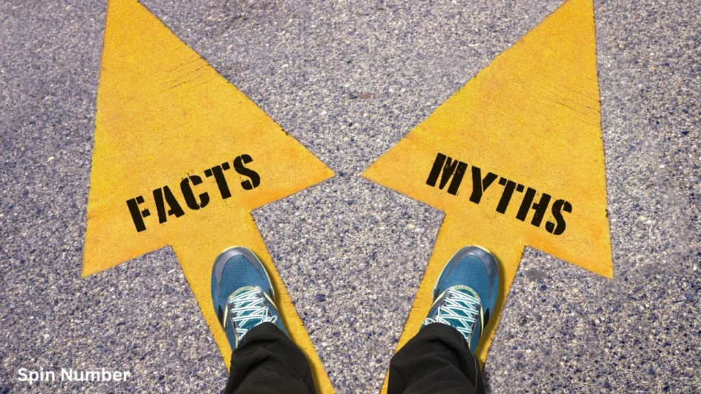 Overhead view of feet standing at a crossroad with yellow arrows pointing toward "Facts" and "Myths", highlighting the paradox of choice in finding truth.