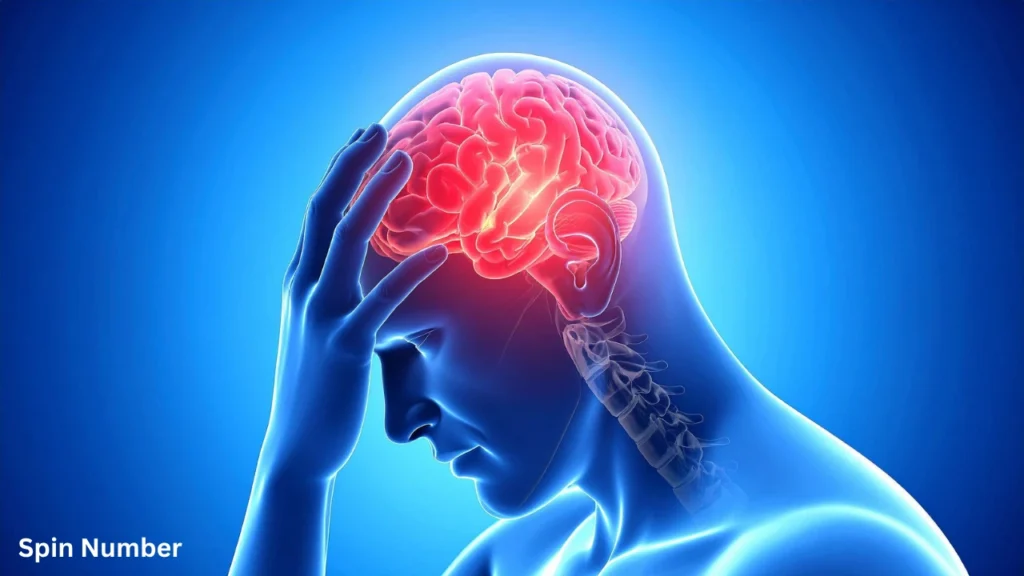 A 3D medical illustration of a human head in profile with a glowing red brain, highlighting the neurological strain of stress and the need to discover How to Stop Overthinking.