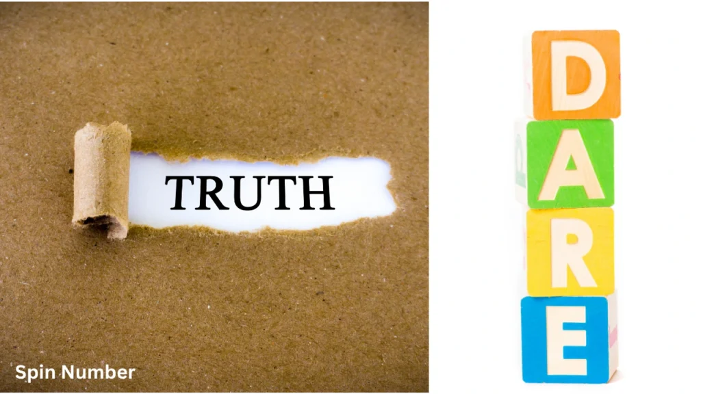 Split image showing the choices for Truth or Dare Questions